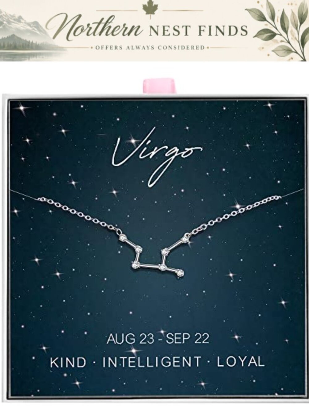 925 Sterling Silver Virgo Zodiac Constellation Necklace